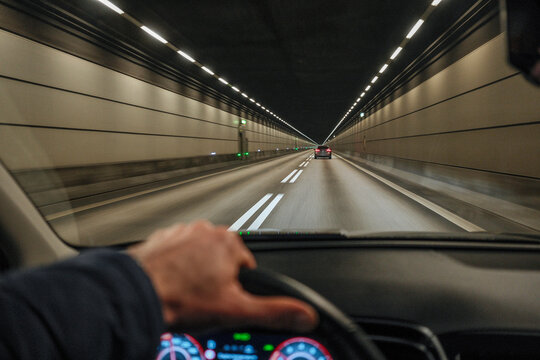 Driving Through Tunnel at Night