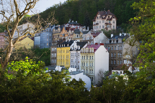 Colourful Hillside Town Facades
