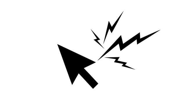 Clicking Cursor with Electric Spark Effect, Digital Interaction Concept