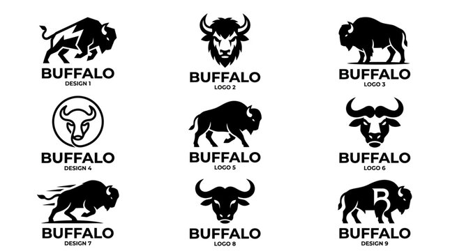 Black buffalo logo designs collection.