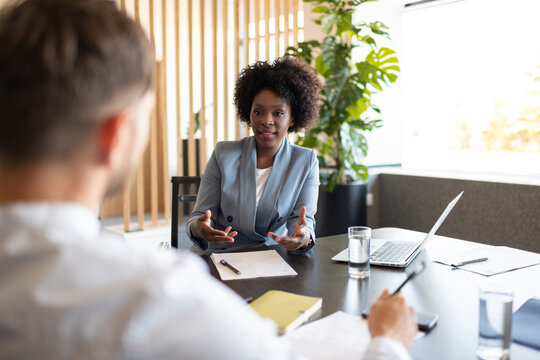 Black businesswoman recruiting new employee