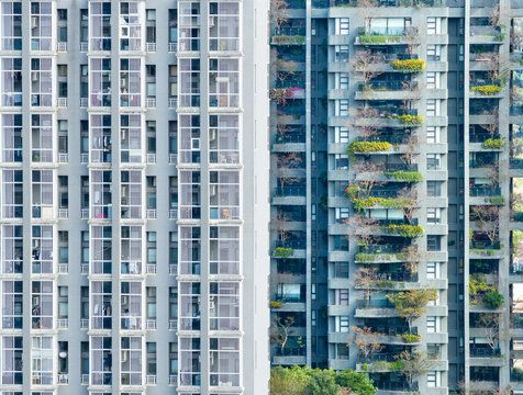 Modern Grid and Green Vertical Forest Apartments