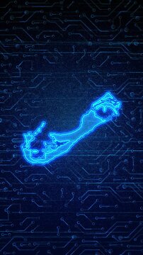 4K Resolution, Bermuda Country Digital Electric Futuristic Technology Map, Suitable for Tech events, Science, Politics, Elections, News and Sports Events