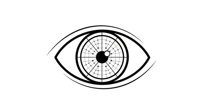 Abstract illustration of an eye featuring intricate geometric patterns and details
