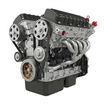 A high performance engine with intricate components and detailed design.