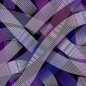 Abstract Interwoven Ribbons in Blue and Purple Gradient