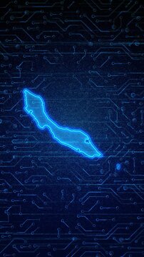4K Resolution, Curacao Country Digital Electric Futuristic Technology Map, Suitable for Tech events, Science, Politics, Elections, News and Sports Events
