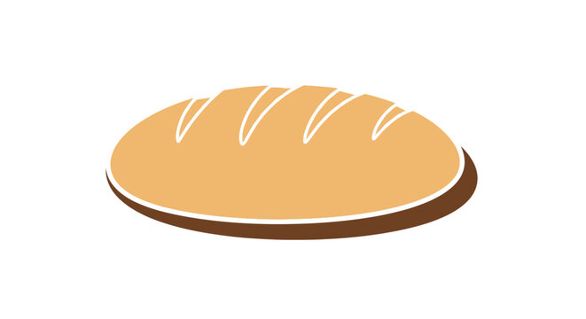 Graphic illustration of a loaf of bread, isolated on white background, simple design