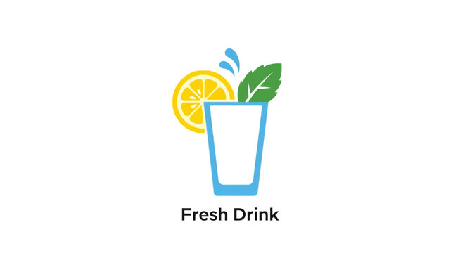 Fresh citrus drink illustration with lemon slice, mint leaf, and water splash concept art