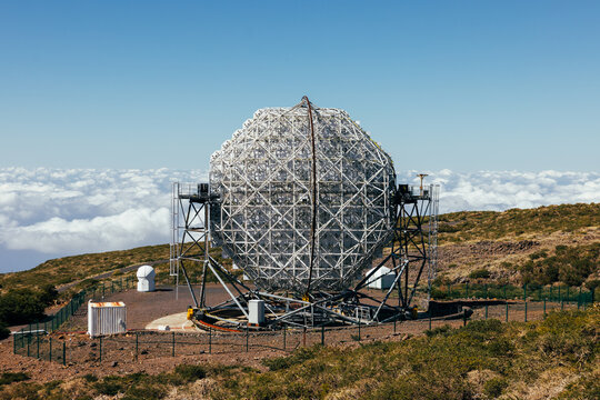 Telescope dome above clouds at Roque de los Muchachos
