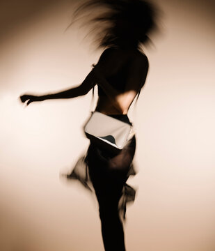 Fashion Silhouette in Motion With Bag