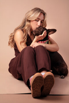 Woman Hugging Dog