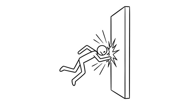 Man hitting wall with head.