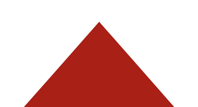 A striking visual composition featuring a geometric red triangle on a white backdrop