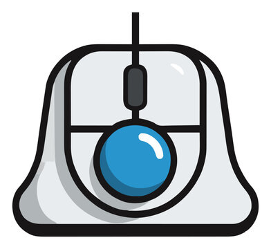 Ergonomic trackball computer mouse front illustration. Generative AI