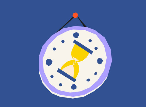 Hourglass time management deadline concept flat illustration
