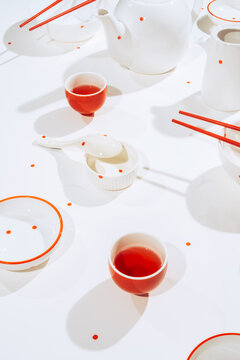 Asian tea set detail