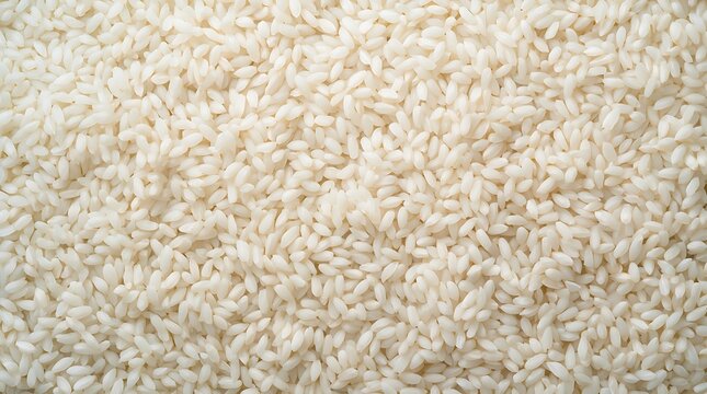 Close-up view of uncooked white rice grains, food background texture.