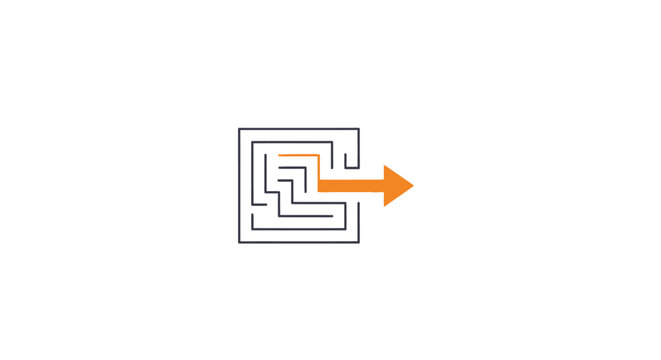 Maze with orange arrow exit.