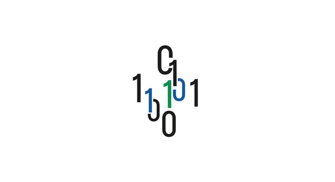 Abstract binary code illustration with minimalist design against a clean white backdrop