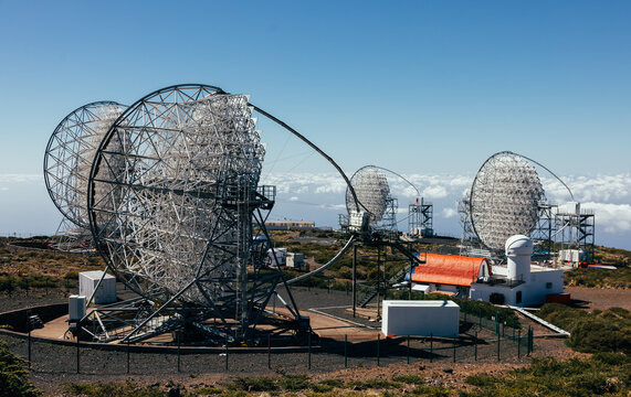 Radio telescope array at Roque de los Muchachos, La Palma