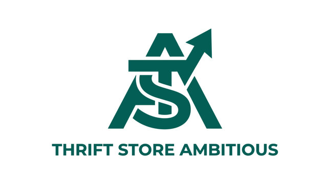 Green ambitious logo with upward arrow on white background