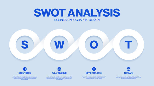 SWOT analysis infographic template design modern neumorphism style for marketing and business strategy, consist of strength, weakness, opportunity, and threat0