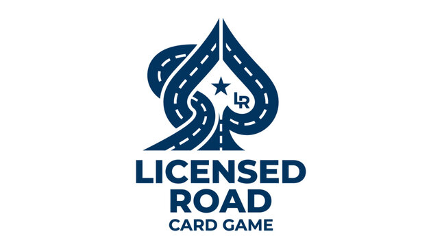 Road map shaped like a spade, with text "Licensed Road Card Game"