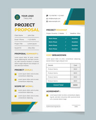 Obraz premium Modern Project Proposal Template with Teal and Yellow Corporate Business Layout