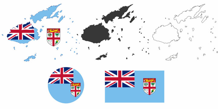 Flags of Fiji displayed on a geographical map illustration