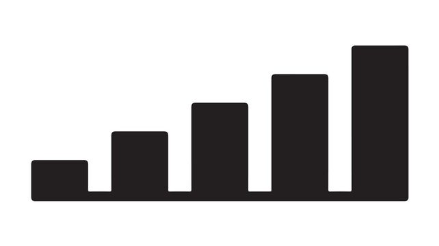 Black Bar Chart Graph On White Background For Business Data Analysis Concepts