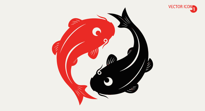 Yin Yang Koi Fish Symbol Vector Art