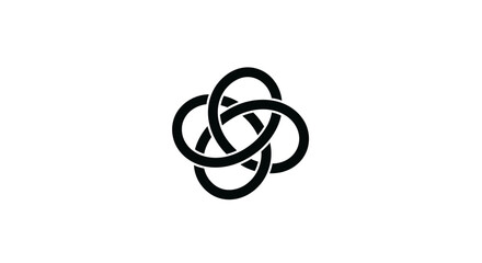Naklejka premium Abstract Black Intertwined Knot Symbol on White Background