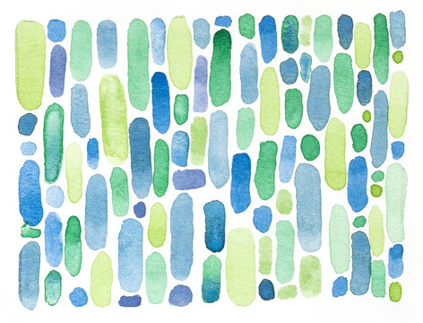 Colorful Abstract Design With Watercolors in Green and Blue Shades