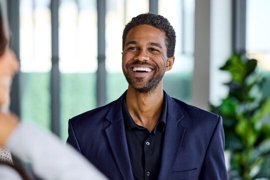 Smiling businessman Chatting 