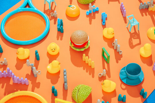 various colourful children toys 