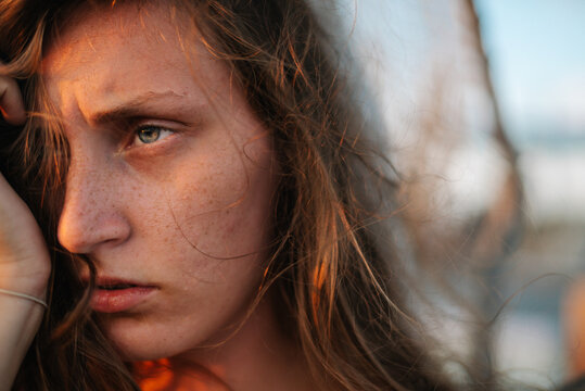 Close portrait in sunset glow