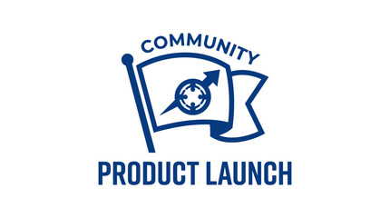 Obraz premium Community product launch concept with flag, target, and arrow graphic element
