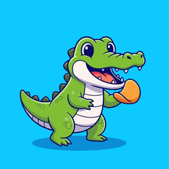 Obraz premium Cute Cartoon Alligator Holding a Ball.