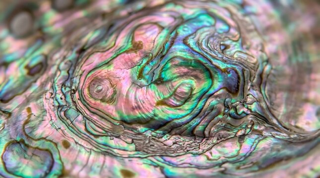 Vibrant iridescent abalone shell texture background