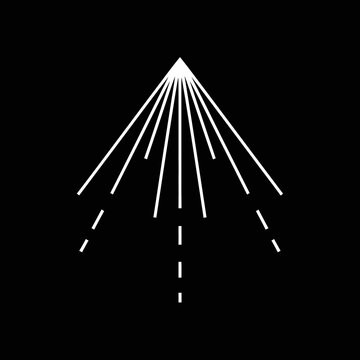 Abstract White Lines Radiating from Point on Black Background