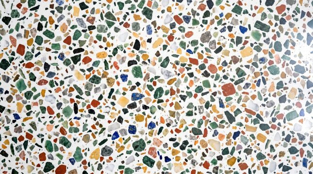 Colorful terrazzo background with multicolored stone chips