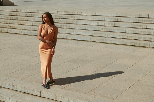 Elegant woman on stair case