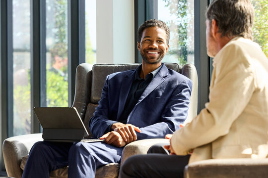 Business job interview in Hotel Lobby Area