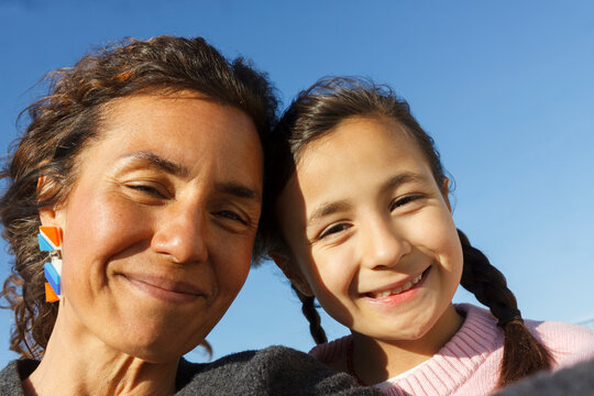mother and daughter selfie