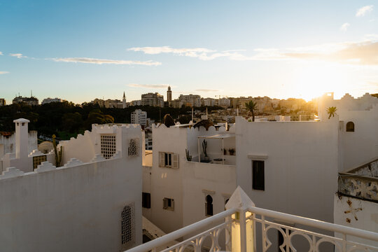 Sunset view of Tangier city in Morocco