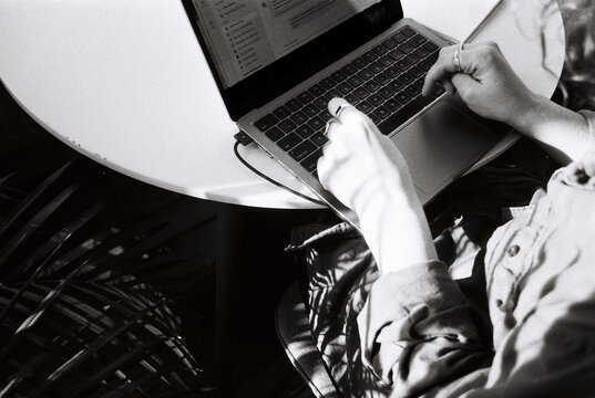 Young Woman Working on Laptop 