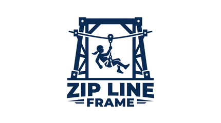 Zip line adventure graphic element with silhouette of person on cable, vector illustration © INFAYUFA