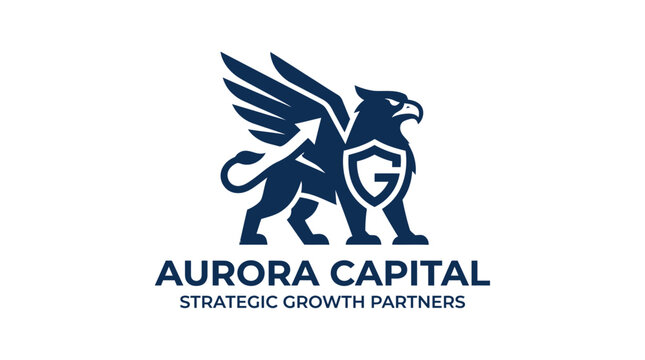 Vector illustration of a griffin symbol for finance and growth, isolated on white.