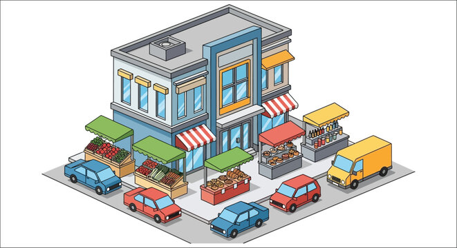 corner store vector illustration storefront market shop